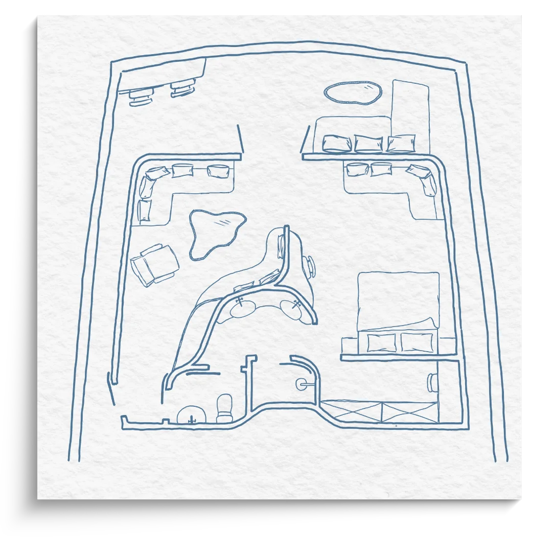 Floor plan of the Master Cabin aboard Waow 2.